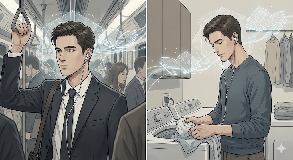 隙間時間をオーディオブックで学びに変える（通勤・家事×読書）